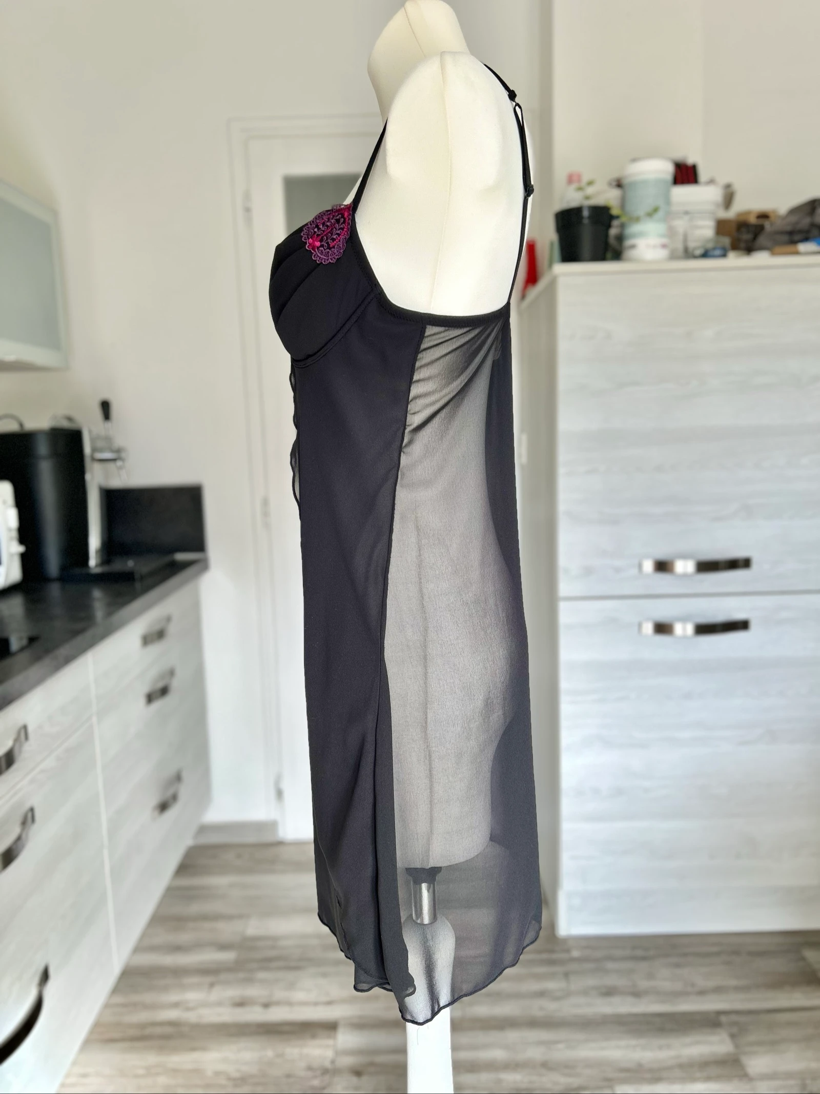Zwarte babydoll met harde cup en voorsluiting polyester Maat M 38 Cannelle – photo 2